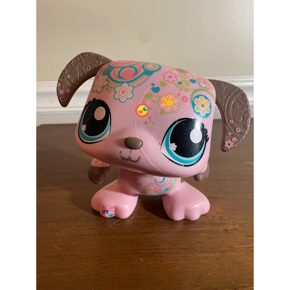 Littlest Pet Shop Deco Pet Pink Dog Large Figure Floral Swirl LPS Hasbro Toy - Picture 13 of 15
